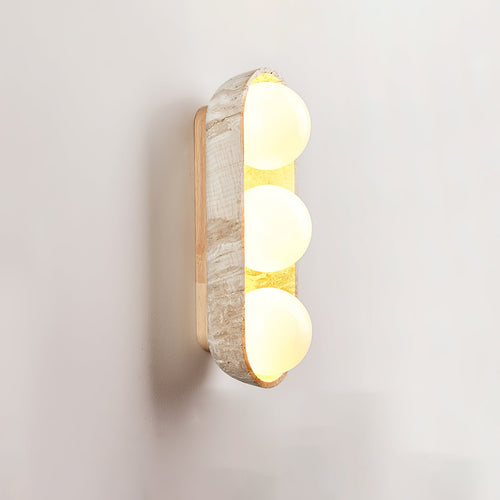 Applique murale moderne Beau en Bois et travertin jaune