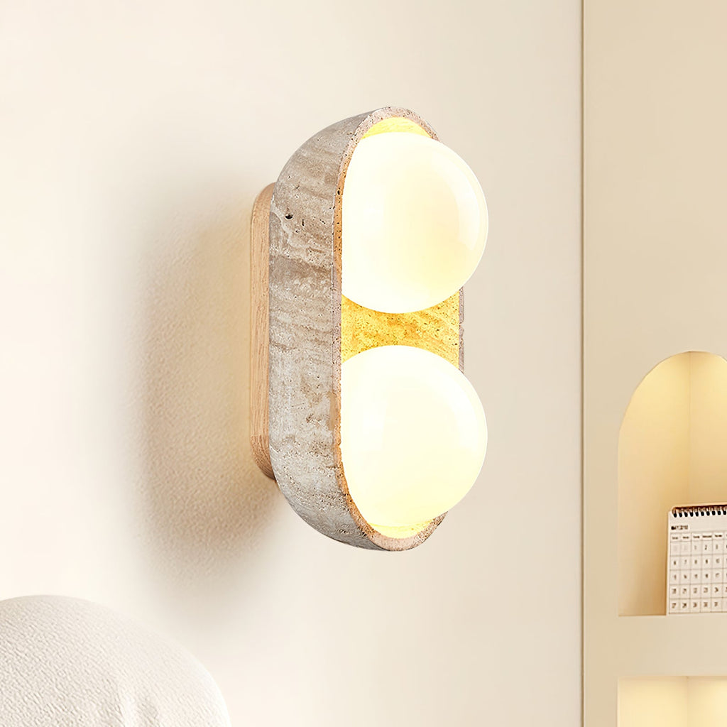 Applique murale moderne Beau en Bois et travertin jaune