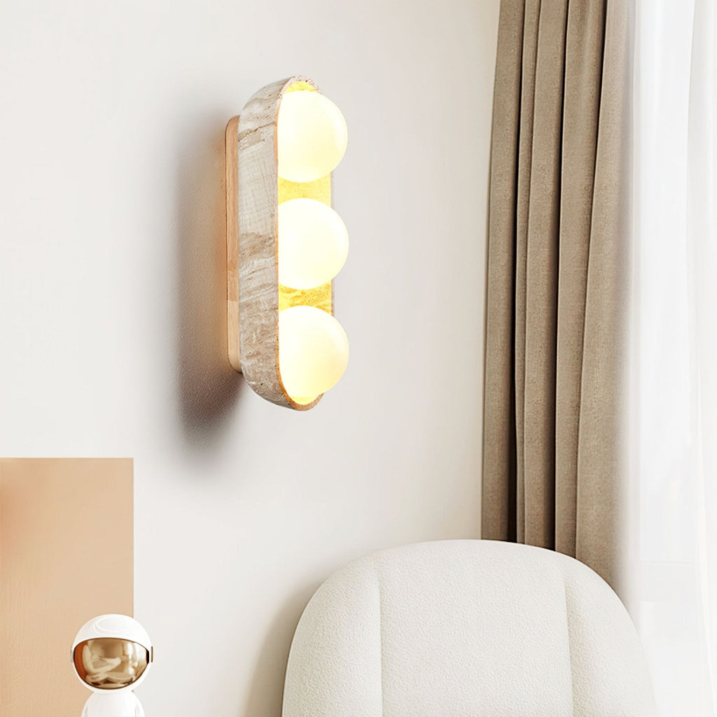 Applique murale moderne Beau en Noyer et travertin jaune