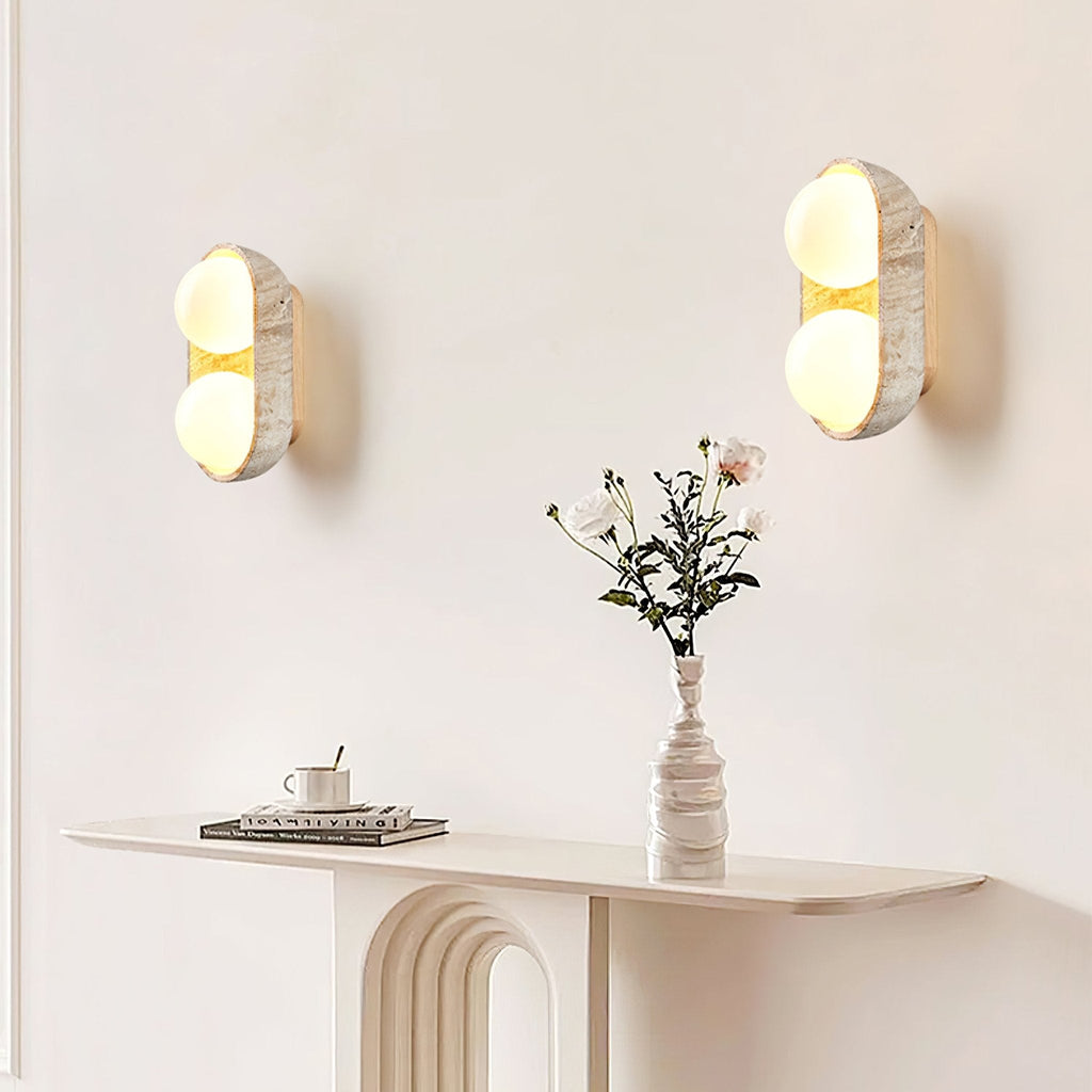 Applique murale moderne Beau en Bois et travertin jaune