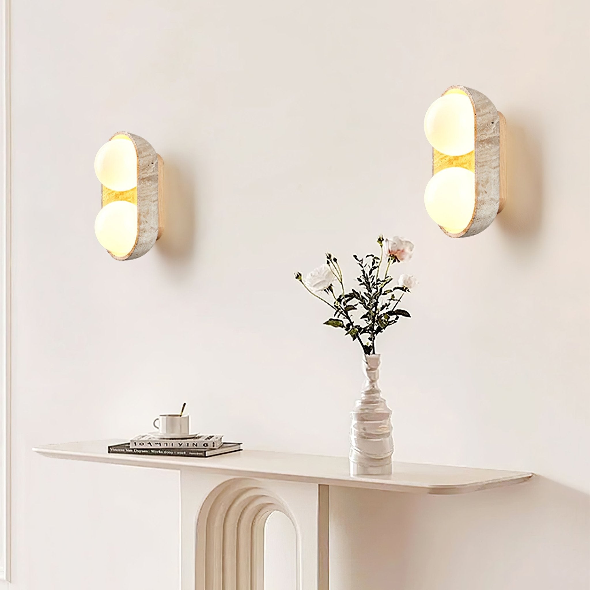 Applique murale moderne Beau en Bois et travertin jaune