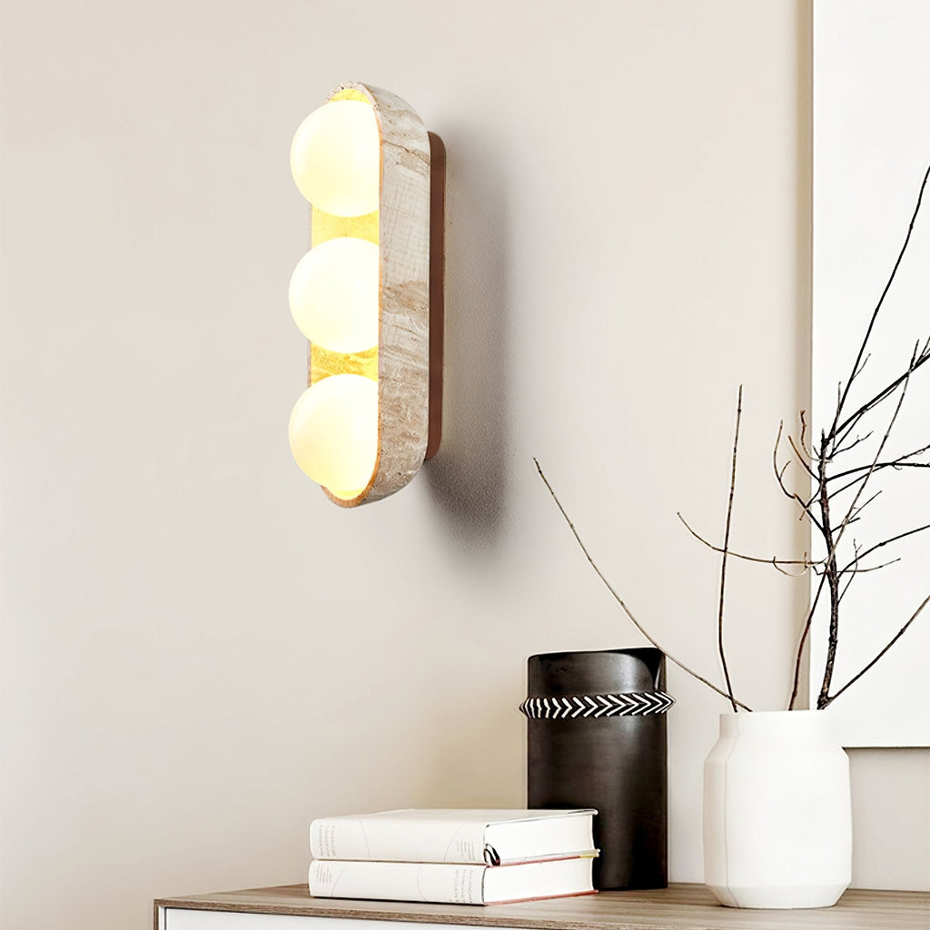 Applique murale moderne Beau en Bois et travertin jaune