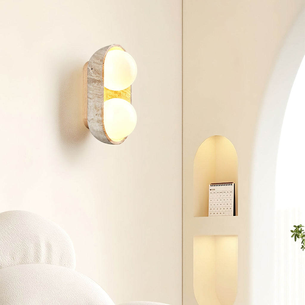 Applique murale moderne Beau en Bois et travertin jaune