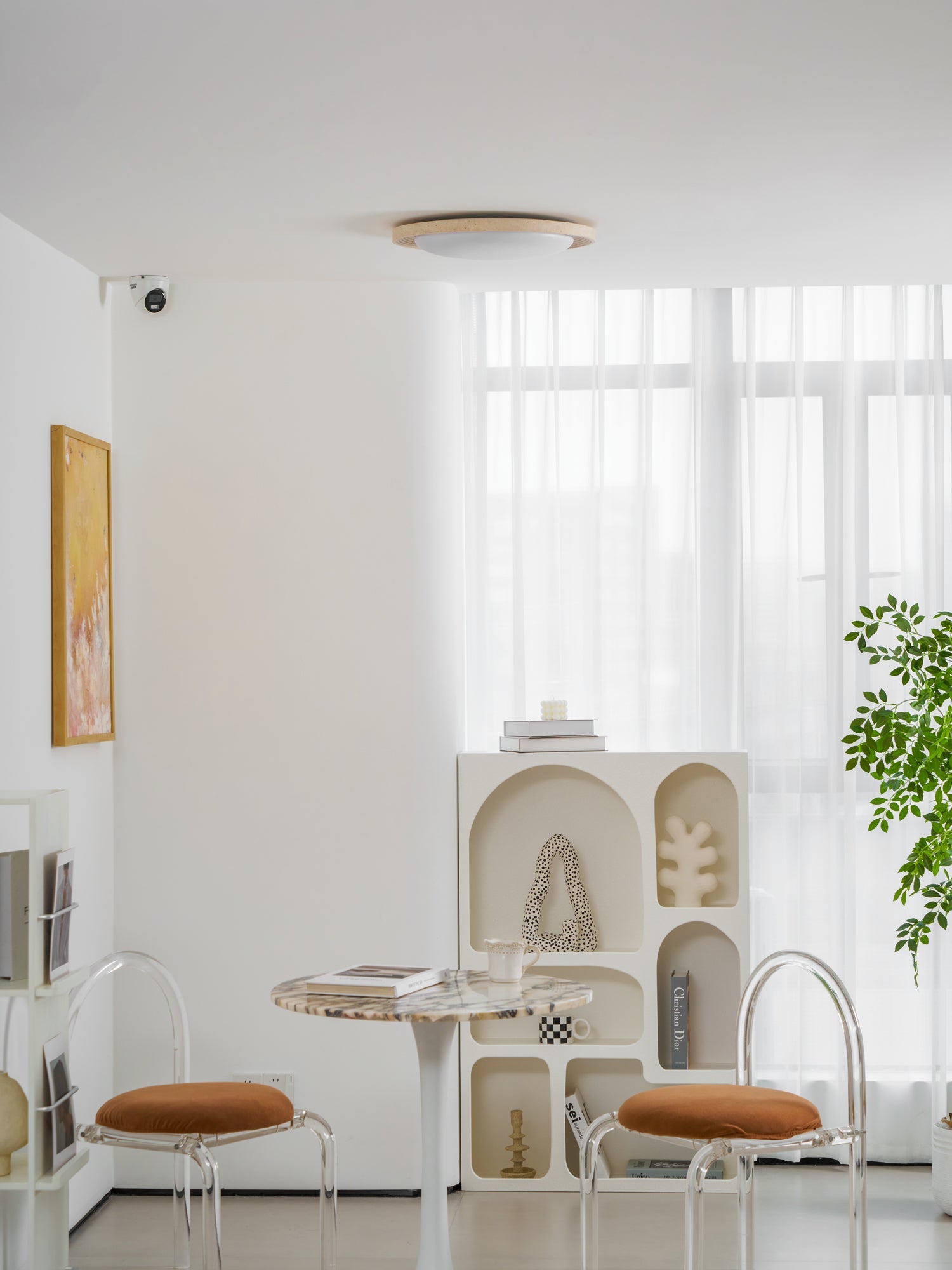 Plafonnier moderne Aslak en Travertin jaune et blanc