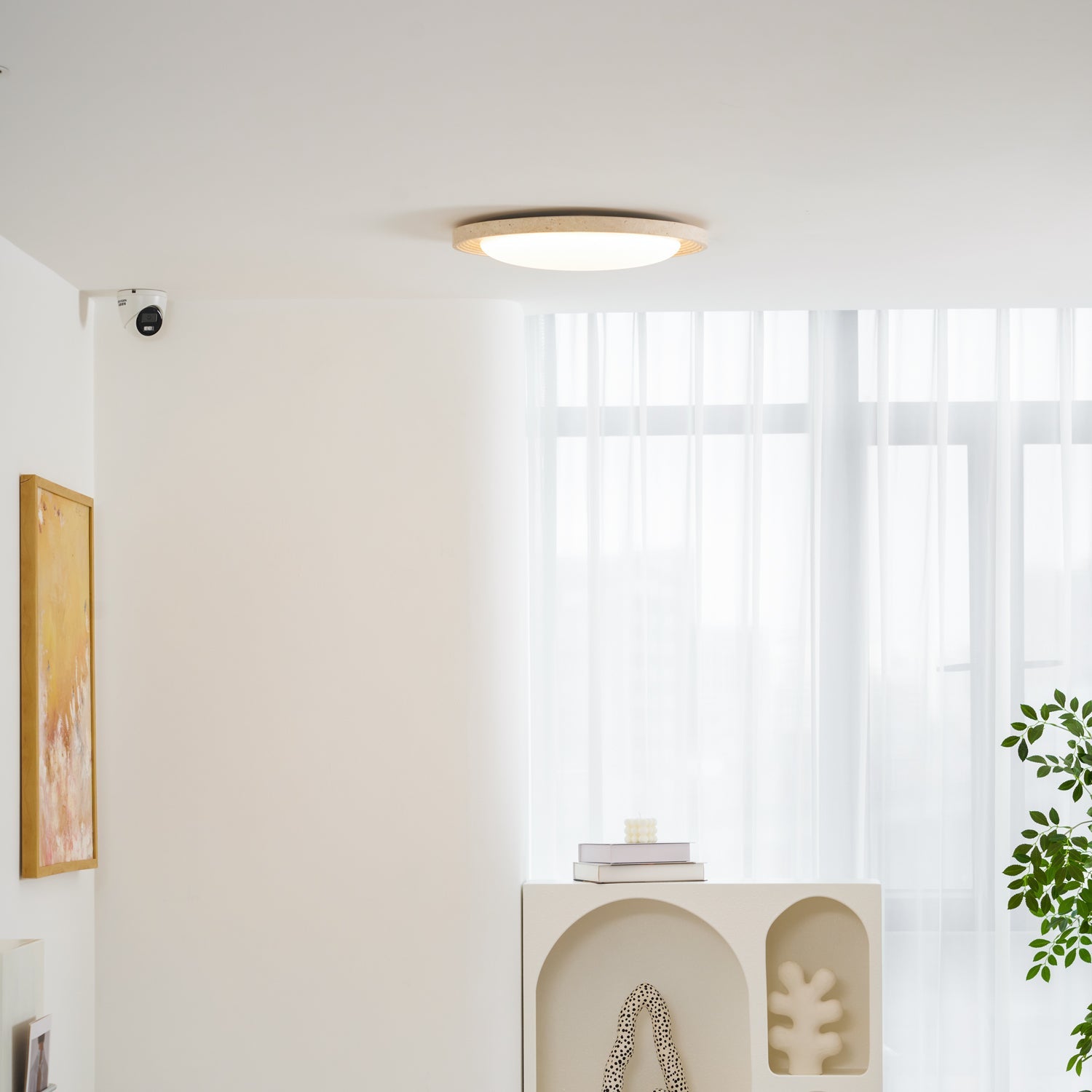 Plafonnier moderne Aslak en Travertin jaune et blanc