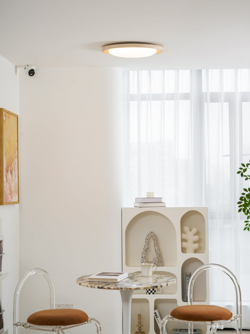 Plafonnier moderne Aslak en Travertin jaune et blanc