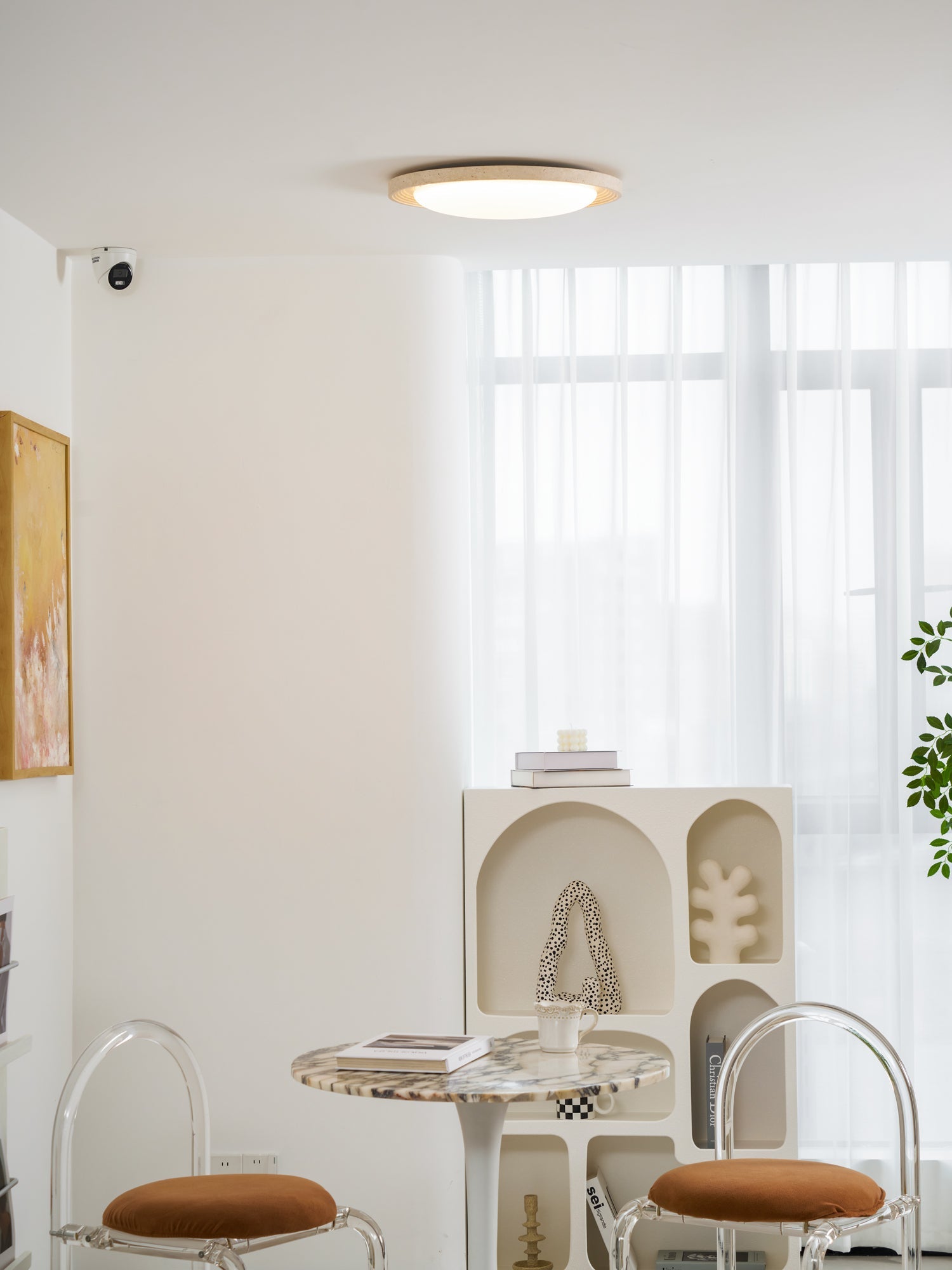 Plafonnier moderne Aslak en Travertin jaune et blanc