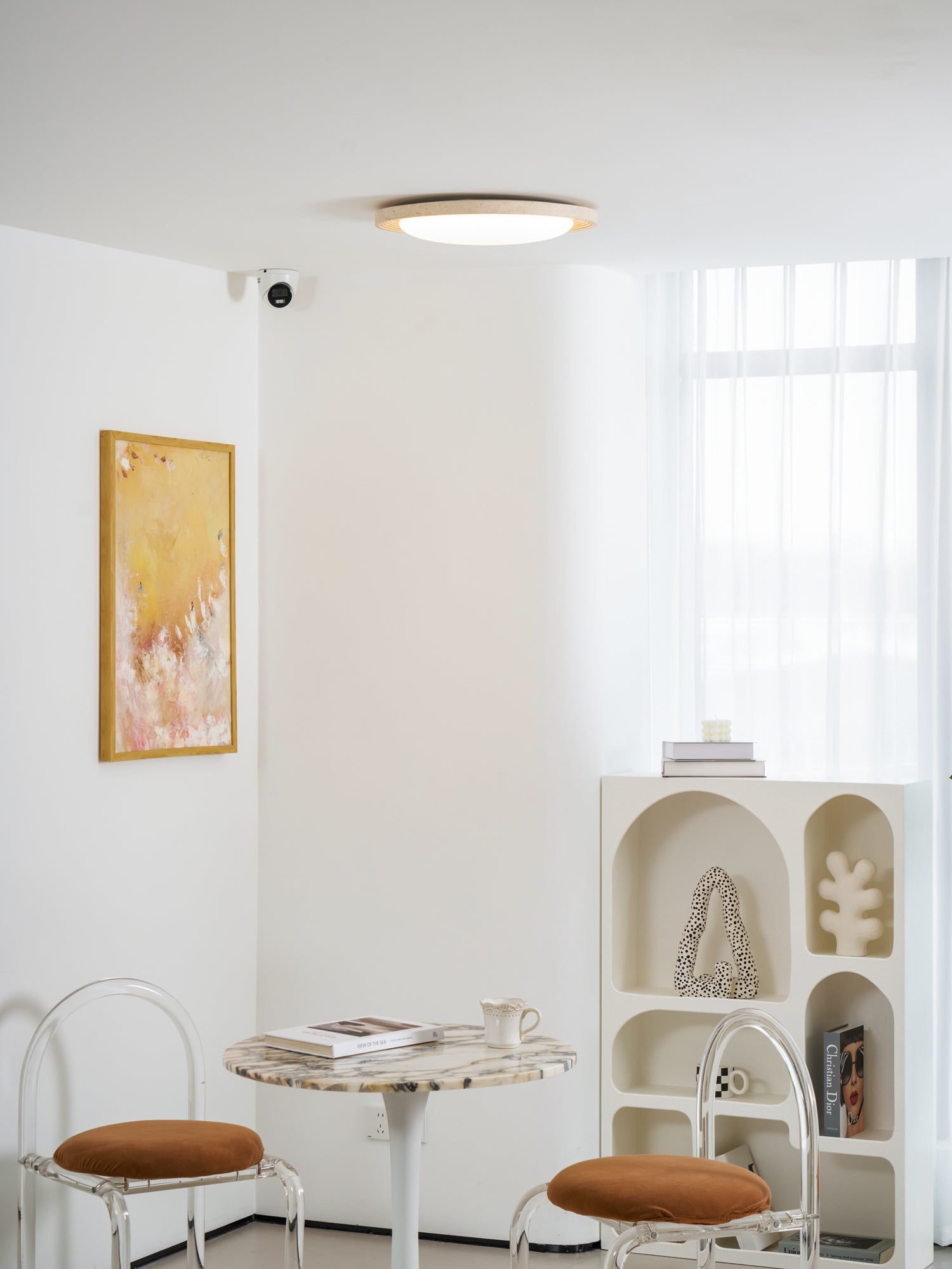 Plafonnier moderne Aslak en Travertin jaune et blanc