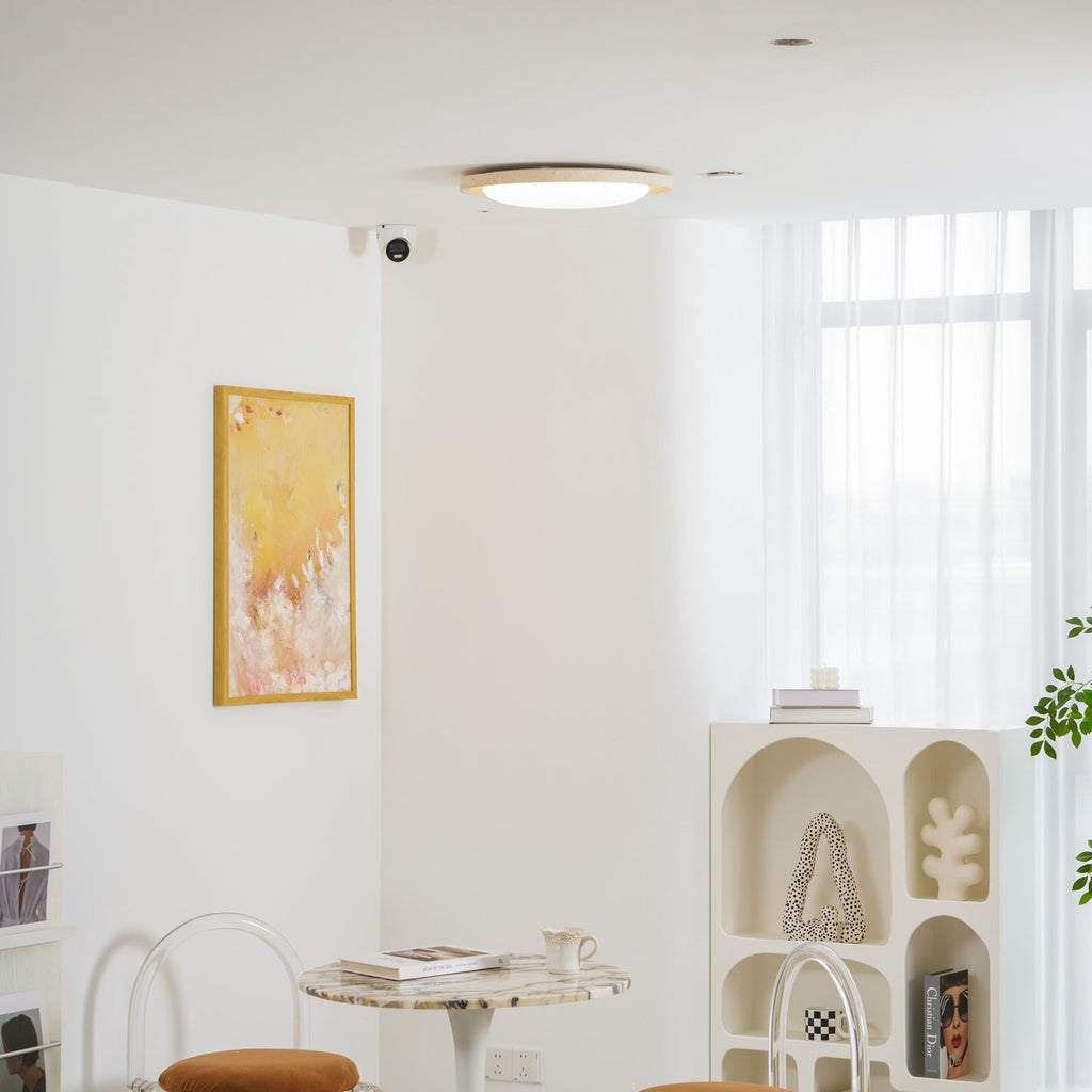 Plafonnier moderne Aslak en Travertin jaune et blanc