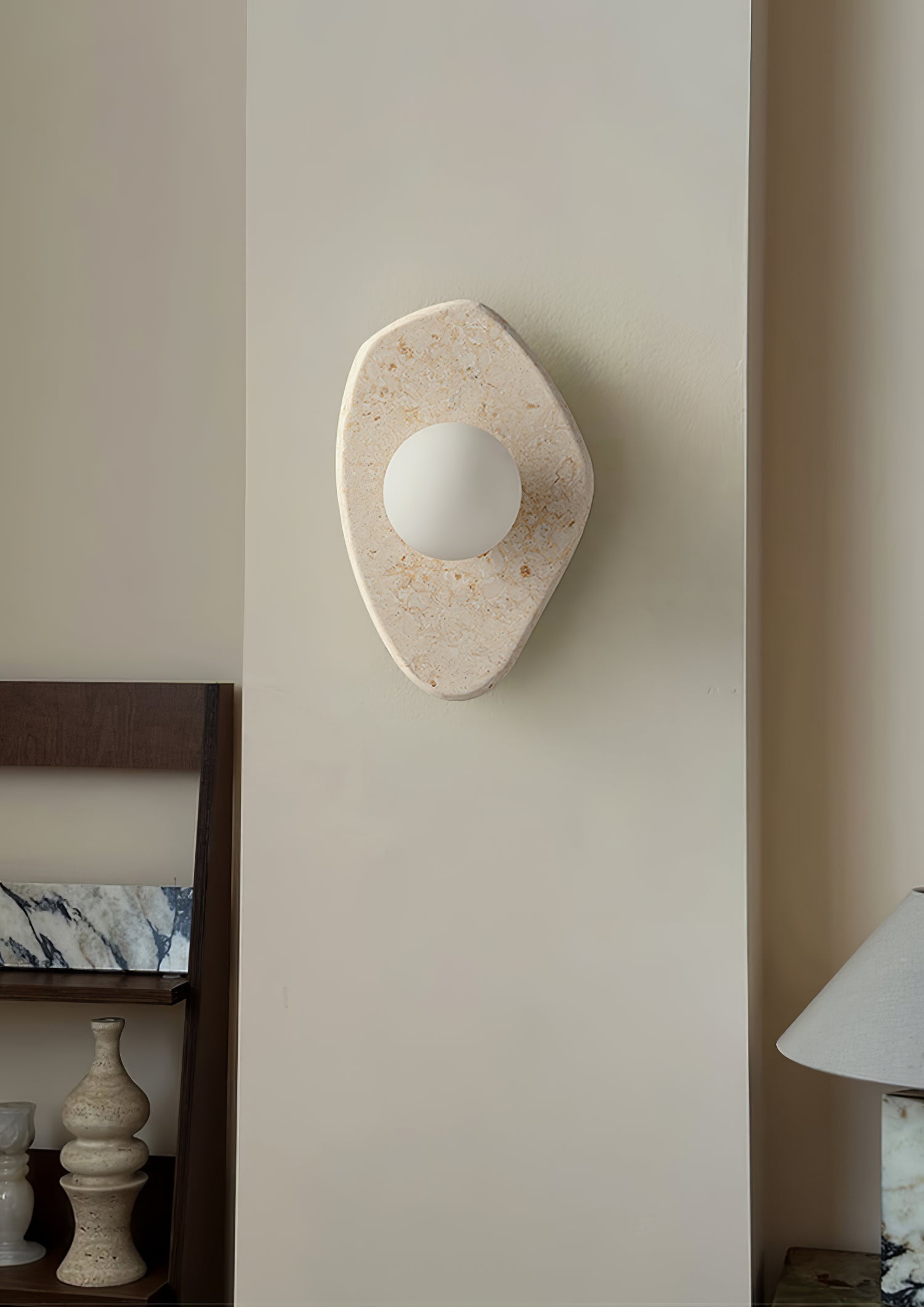 Applique murale moderne Aslak en pierre Beige