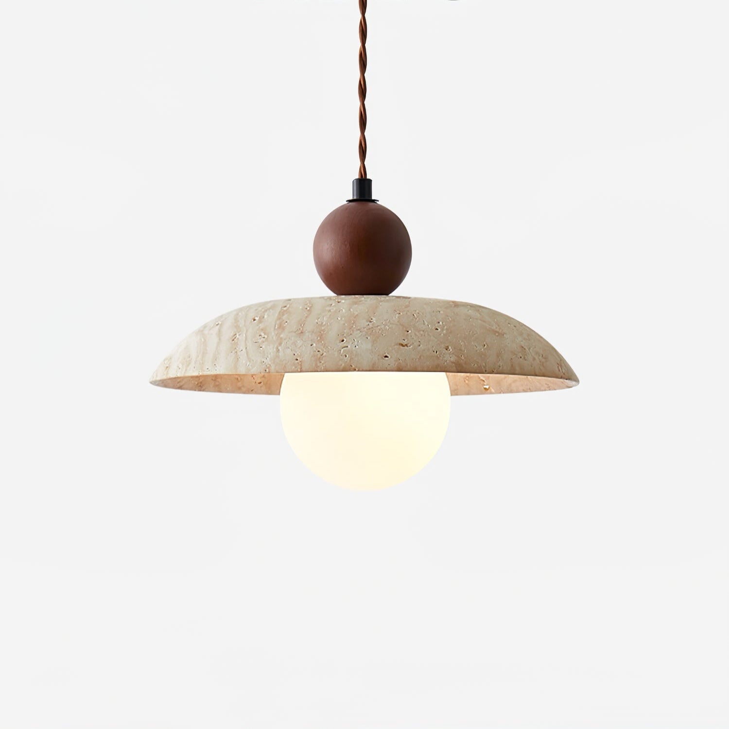 Suspension moderne Rodney en Travertin jaune et noyer bois