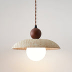 Suspension moderne Rodney en Travertin jaune et noyer bois