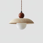 Suspension moderne Rodney en Travertin jaune et noyer bois