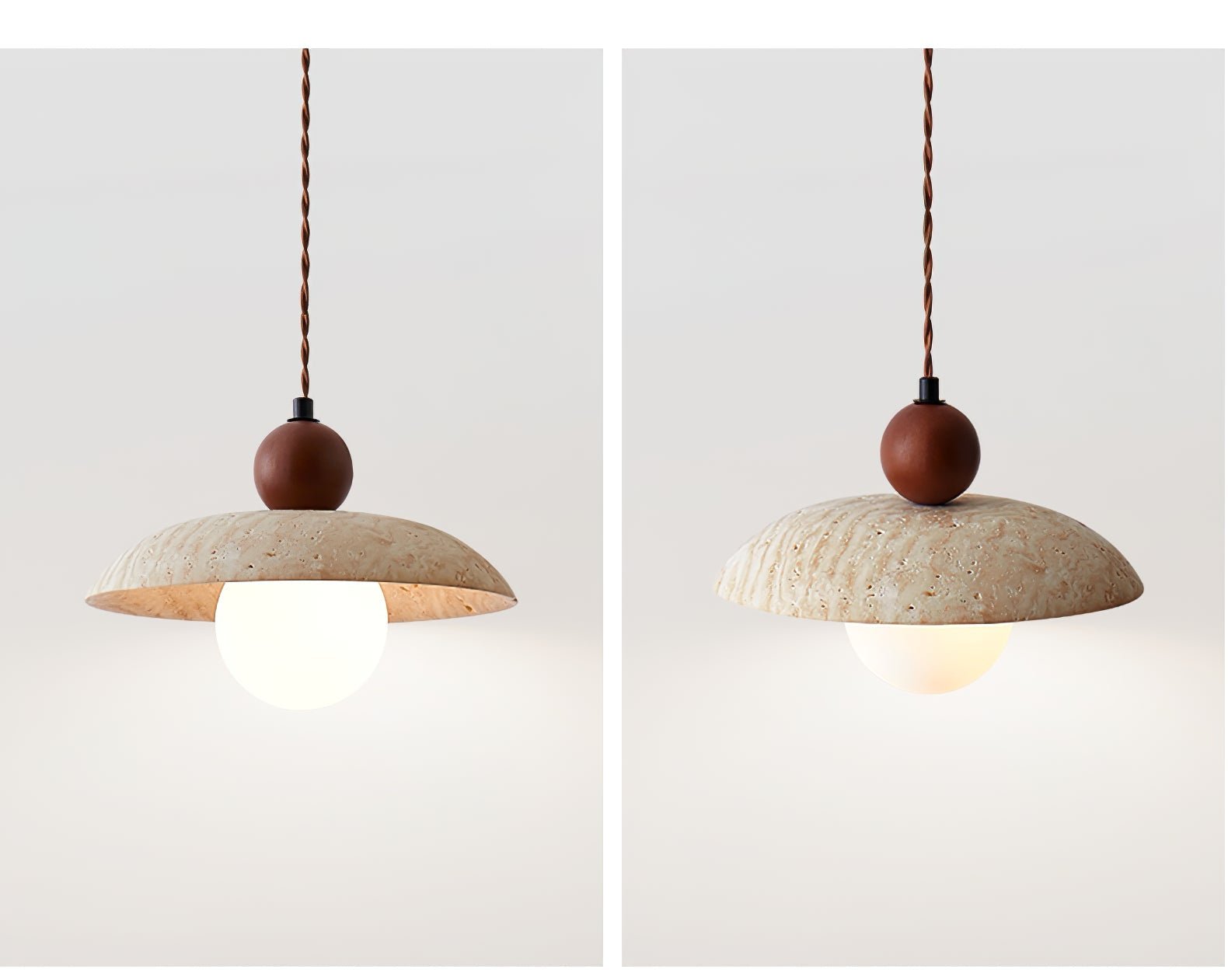 Suspension moderne Rodney en Travertin jaune et noyer bois