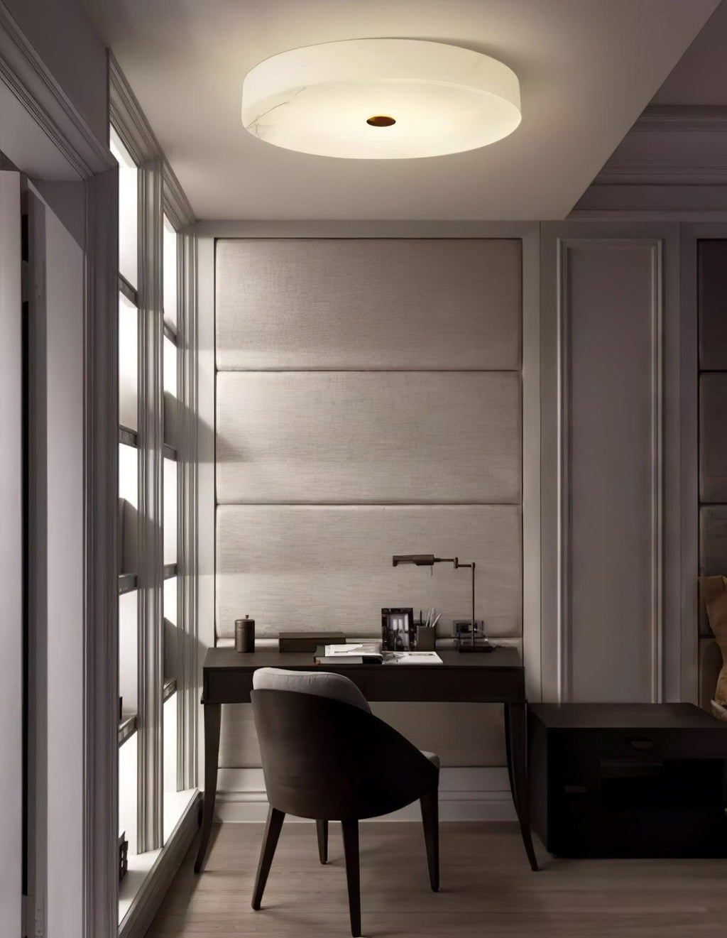 Plafonnier moderne Slate en Albâtre Blanc et noir