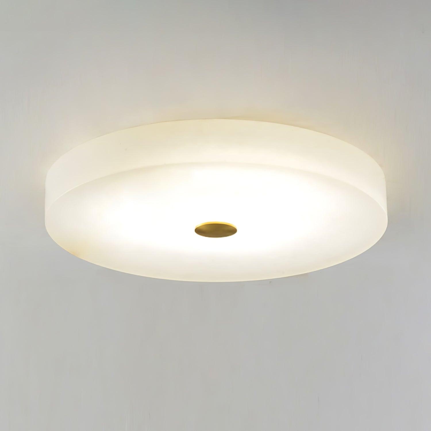 Plafonnier moderne Slate en Albâtre Blanc et doré