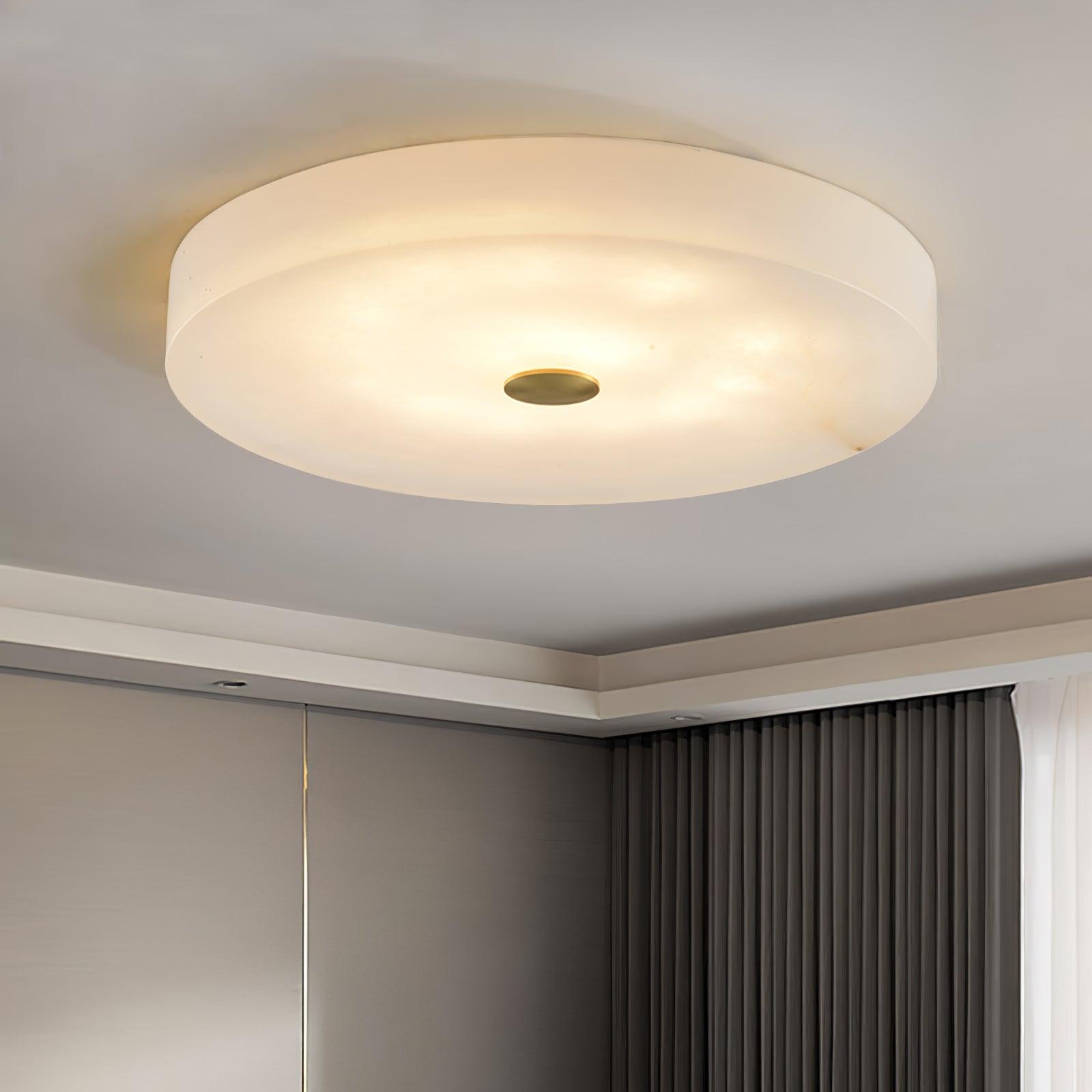 Plafonnier moderne Slate en Albâtre Blanc et doré