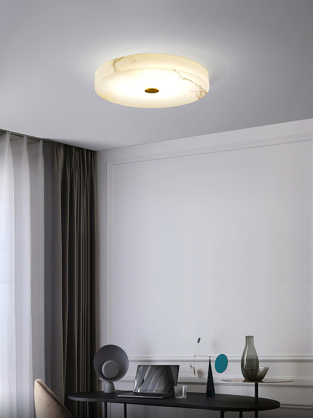 Plafonnier moderne Slate en Albâtre Blanc et noir