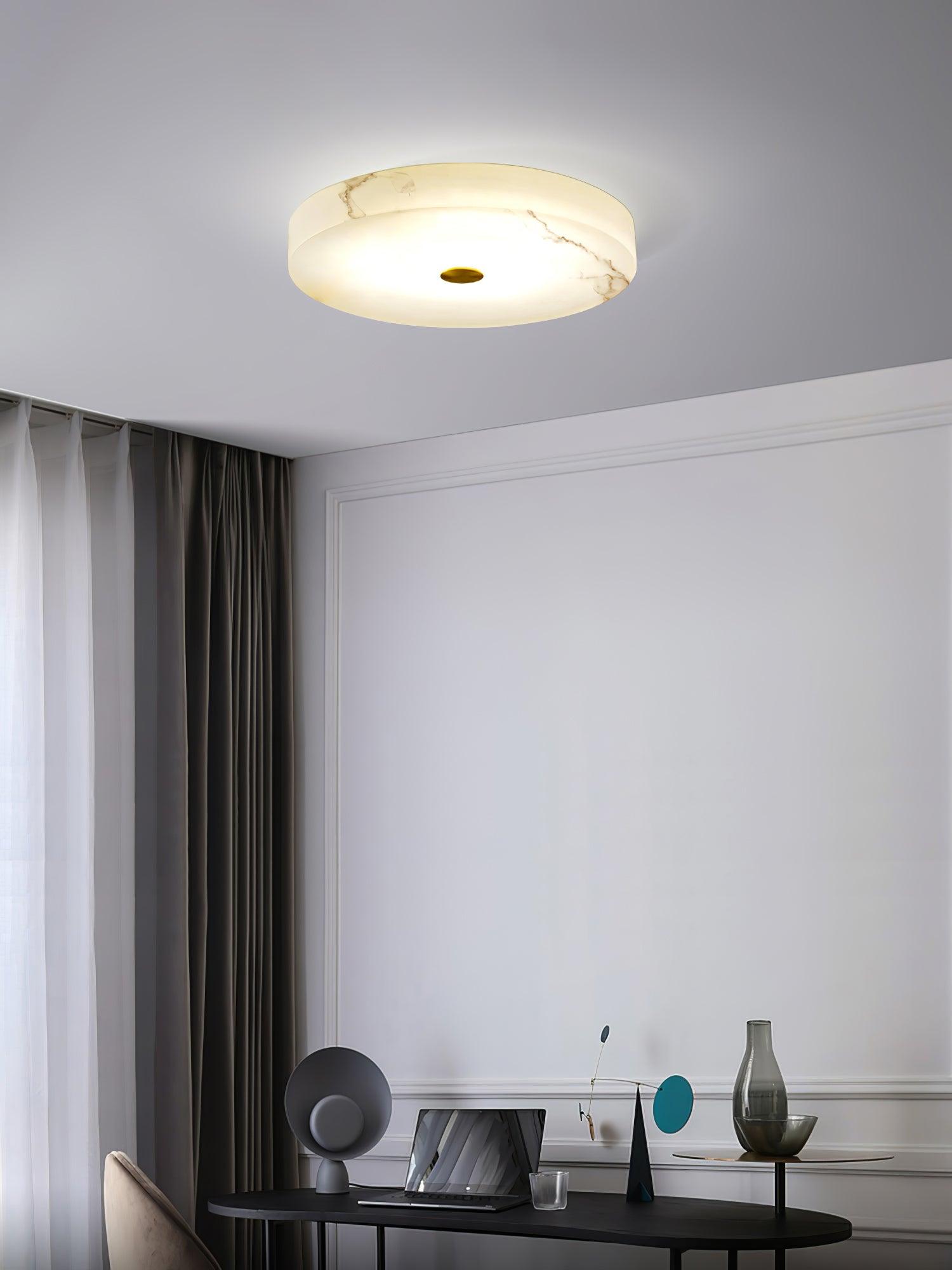 Plafonnier moderne Slate en Albâtre Blanc et doré