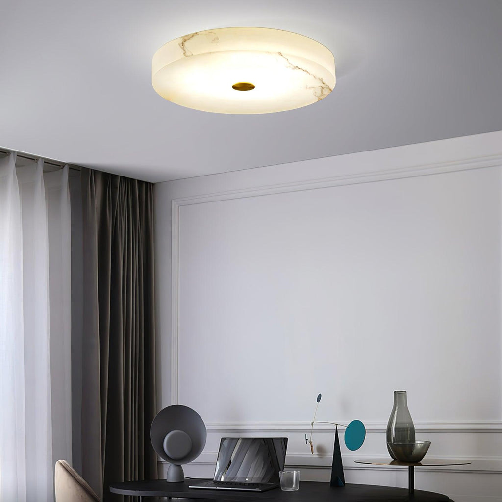 Plafonnier moderne Slate en Albâtre Blanc et doré