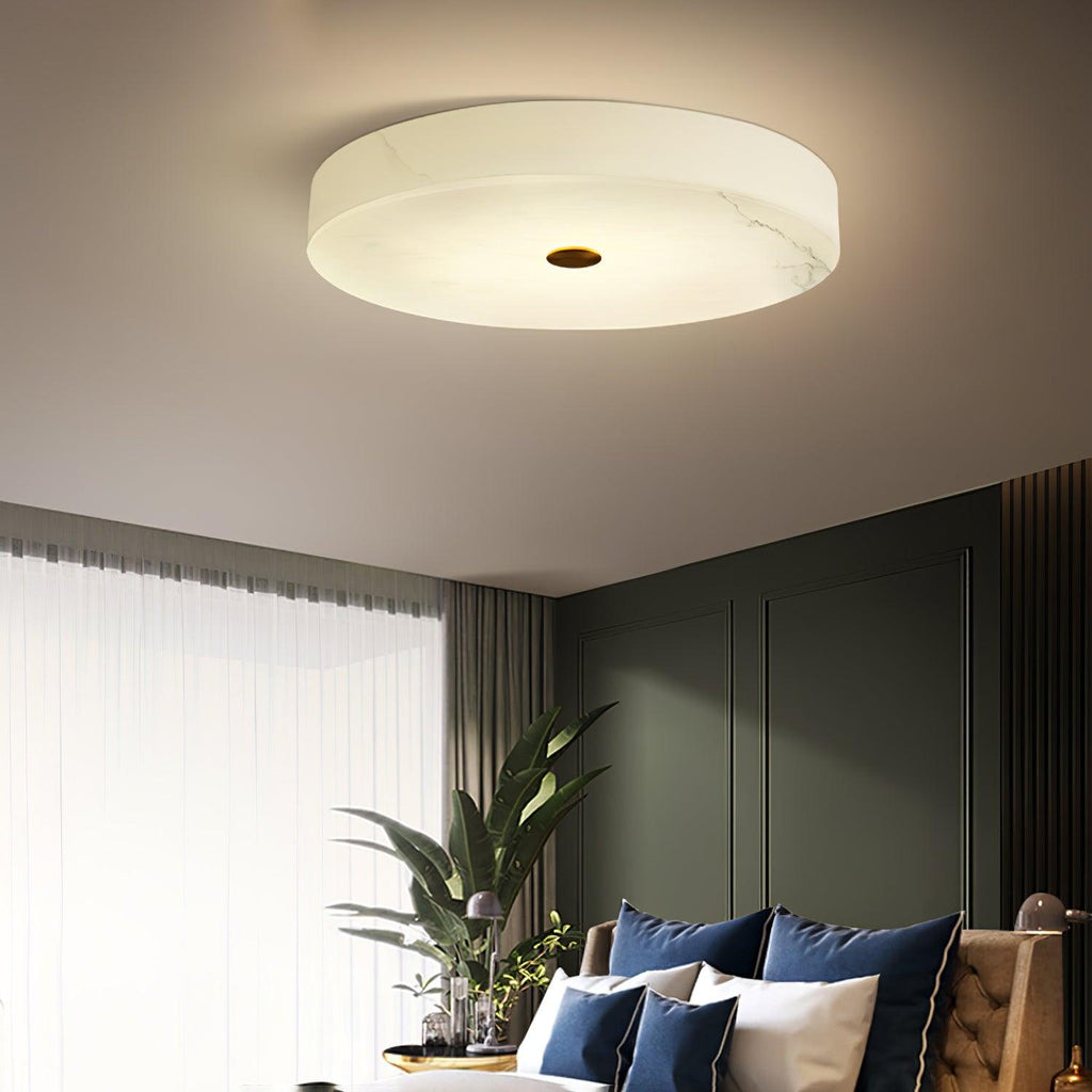 Plafonnier moderne Slate en Albâtre Blanc et doré