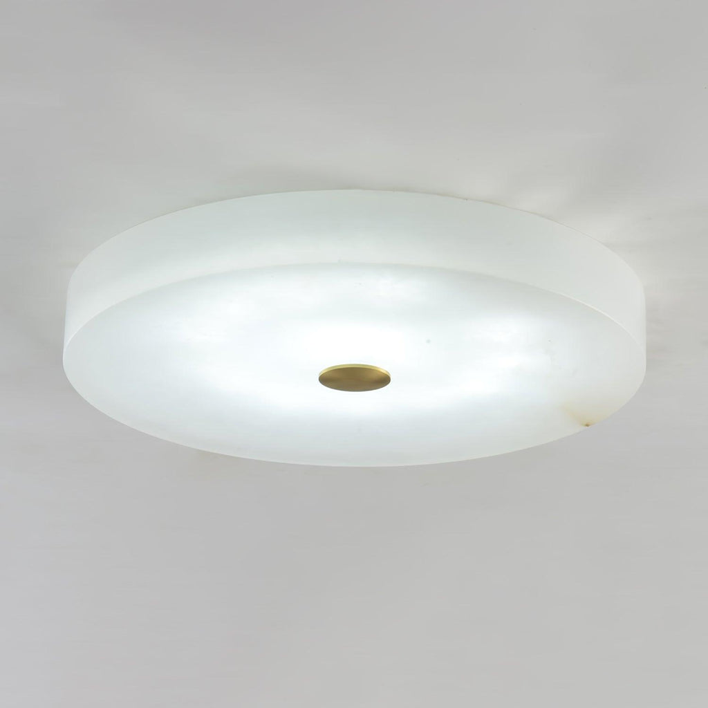 Plafonnier moderne Slate en Albâtre Blanc et doré