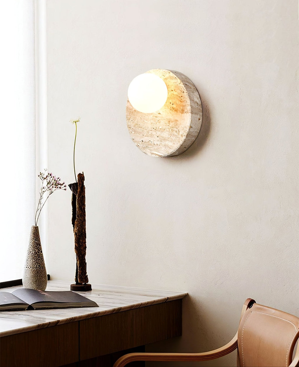 Applique murale moderne Troy en Travertin jaune