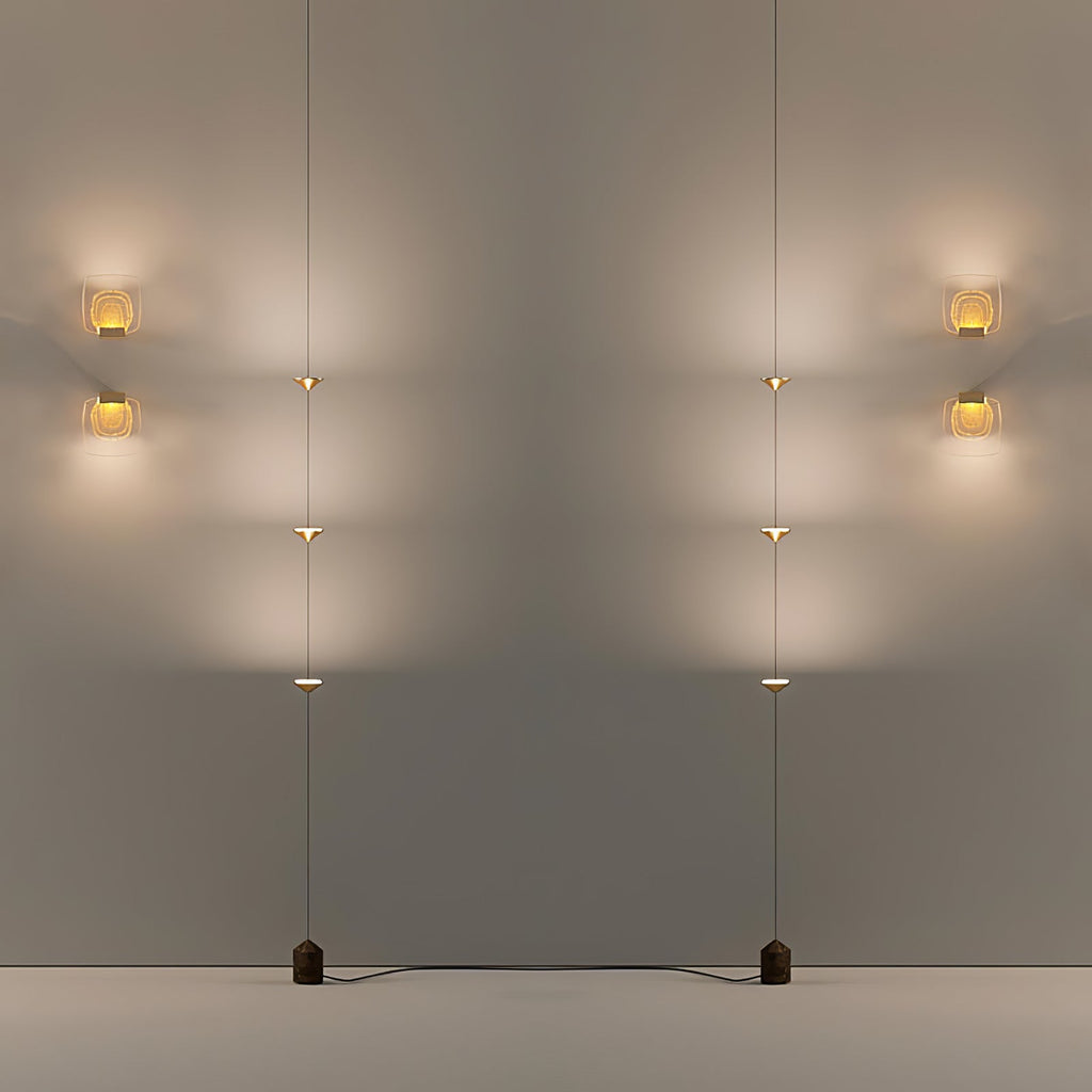 Lampadaire moderne Vaughan en Fer, Métal, Marbre Doré et noir