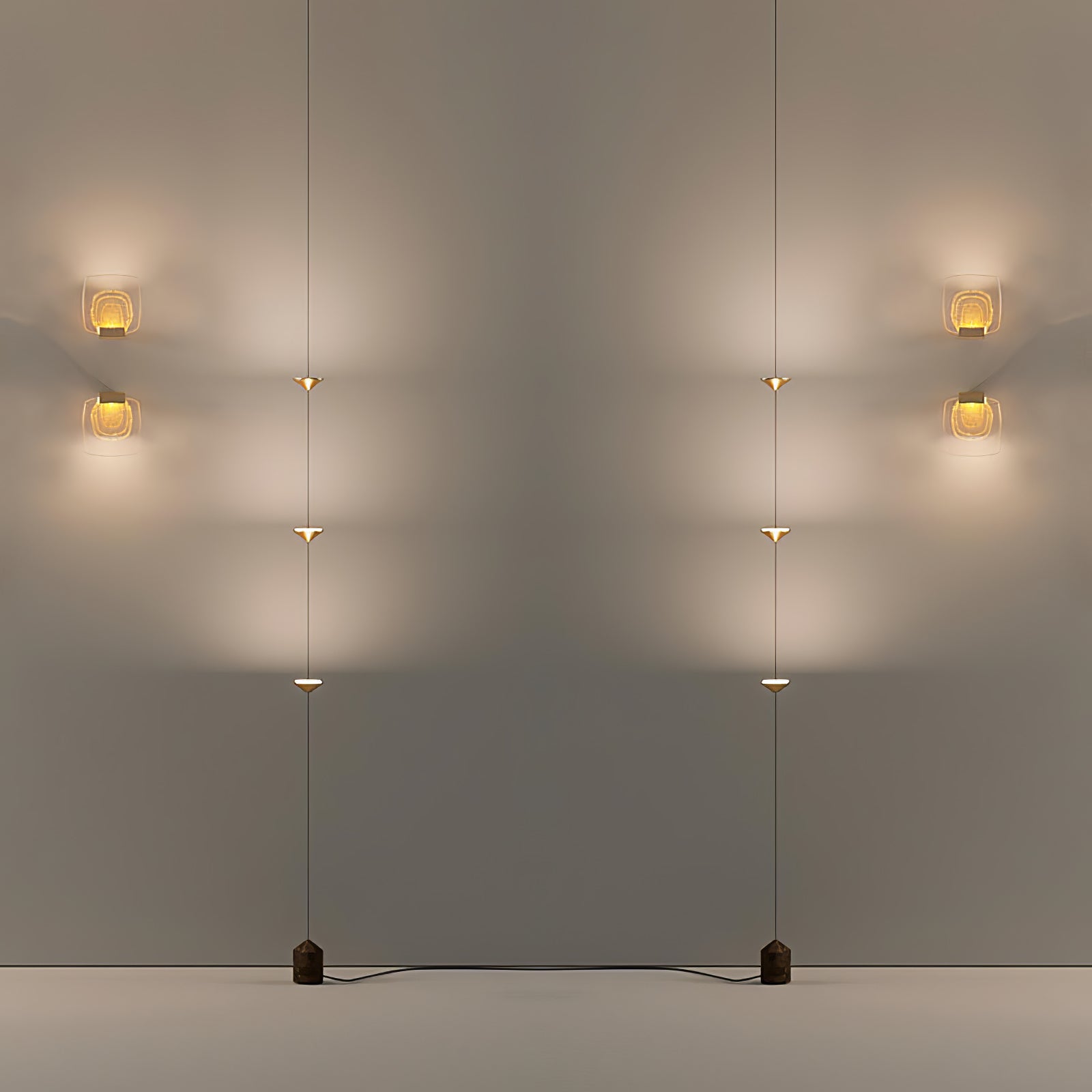Lampadaire moderne Vaughan en Fer, Métal, Marbre Doré et noir