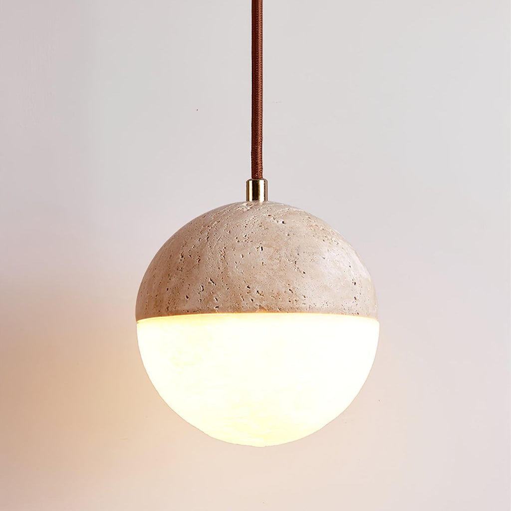 Suspension moderne Hero en Travertin jaune et blanc