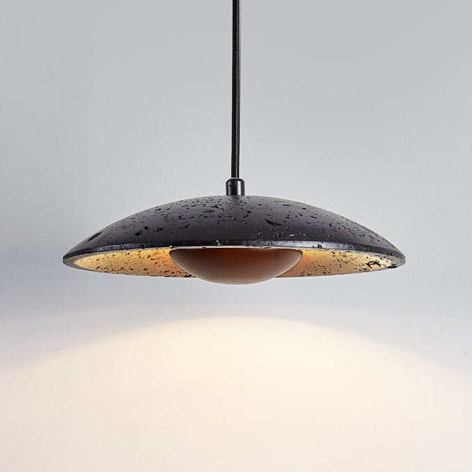 Suspension moderne Foldar en Noir travertin et foncé noyer