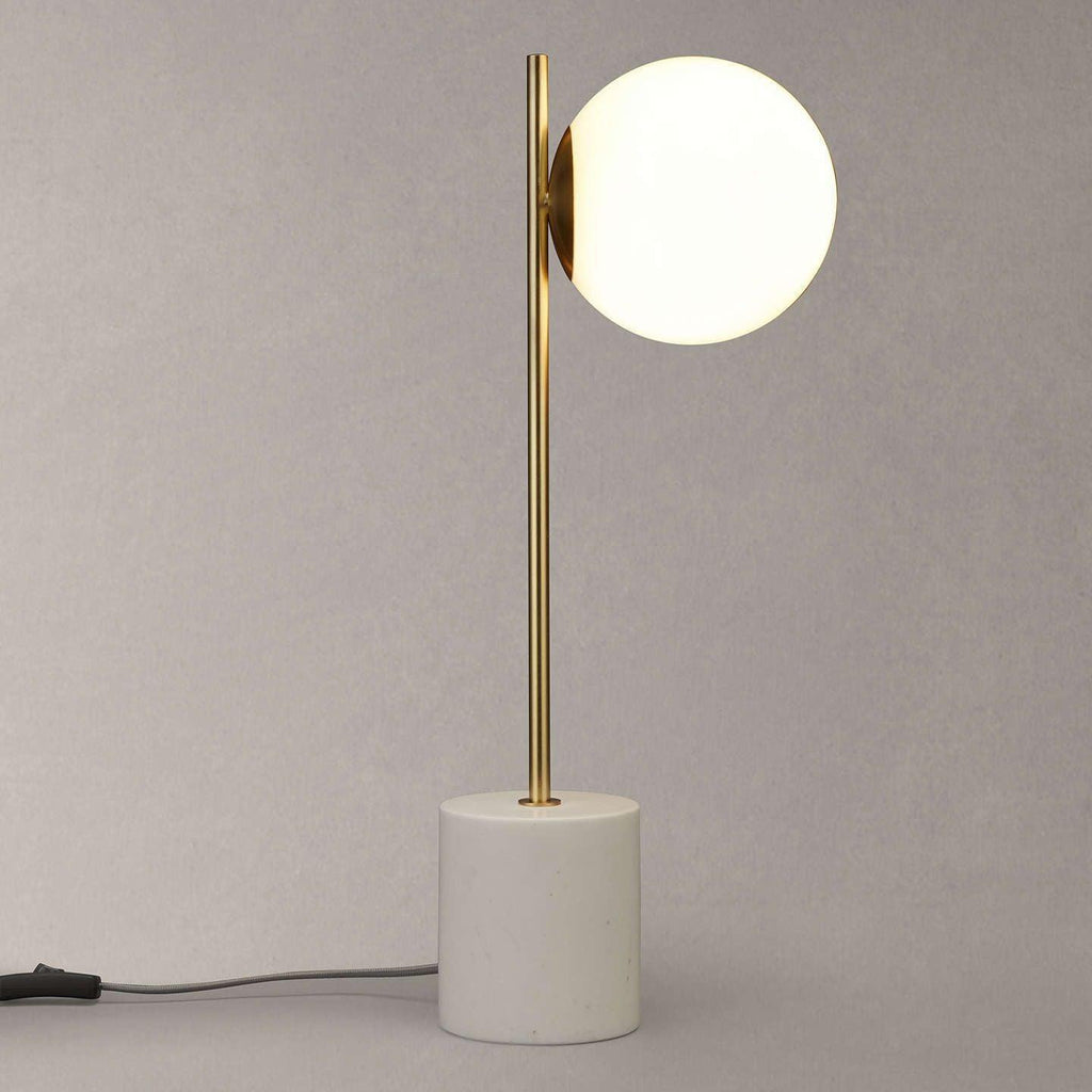 Lampe à poser moderne Hawk en Fer, Métal, Verre, Marbre Doré et blanc