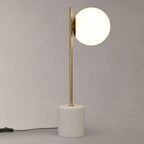 Lampe à poser moderne Hawk en Fer, Métal, Verre, Marbre Doré et blanc