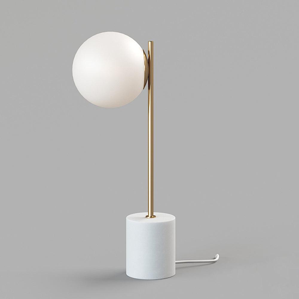 Lampe à poser moderne Hawk en Fer, Métal, Verre, Marbre Doré et blanc
