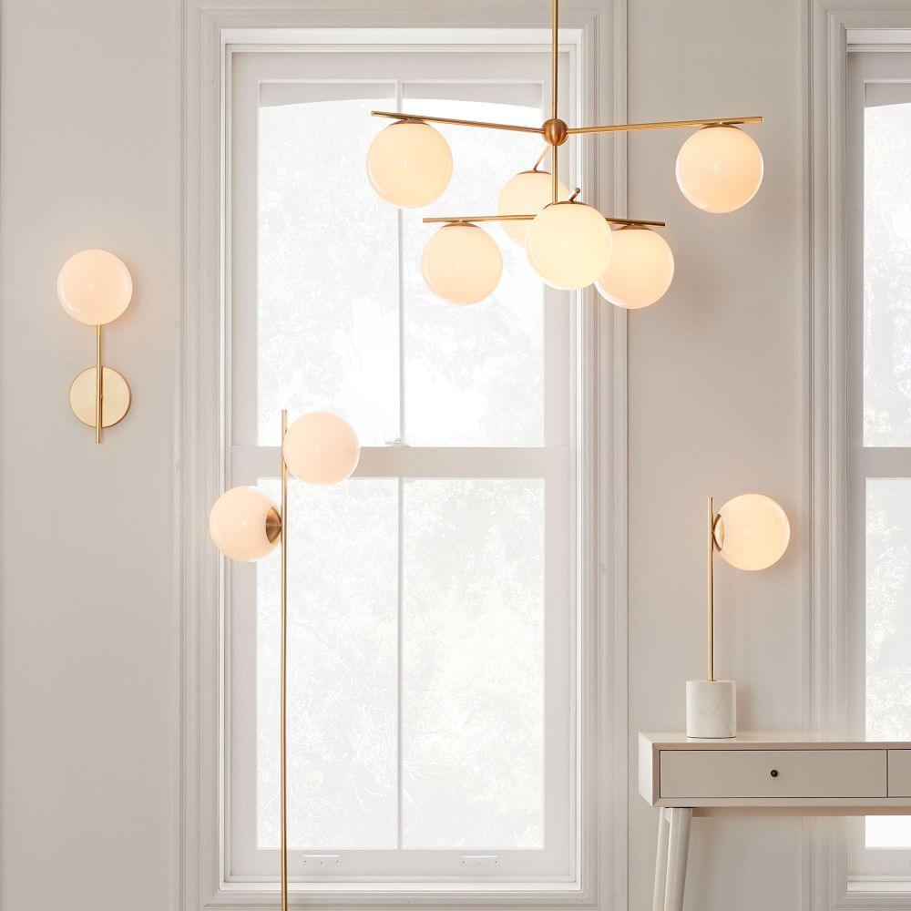 Lampe à poser moderne Hawk en Fer, Métal, Verre, Marbre Doré et blanc