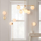 Lampe à poser moderne Hawk en Fer, Métal, Verre, Marbre Doré et blanc
