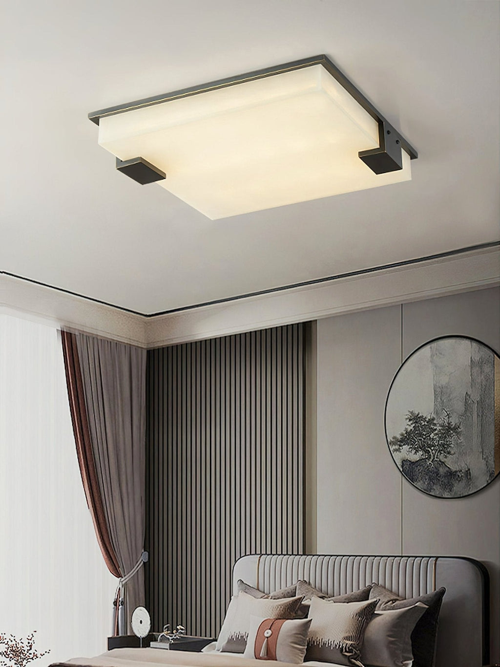 Plafonnier moderne Idun en Albâtre Noir et blanc