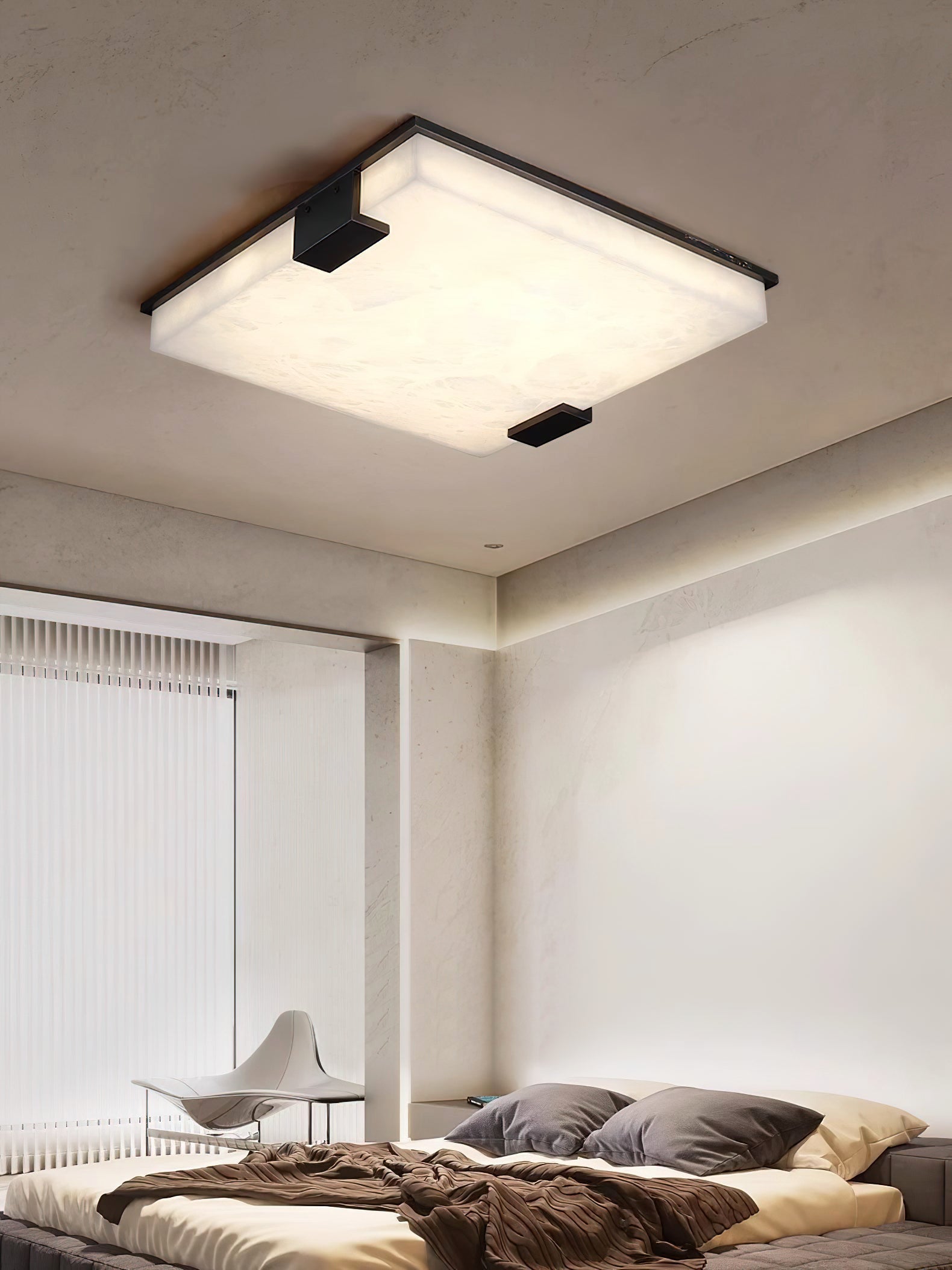 Plafonnier moderne Idun en Albâtre Noir et blanc
