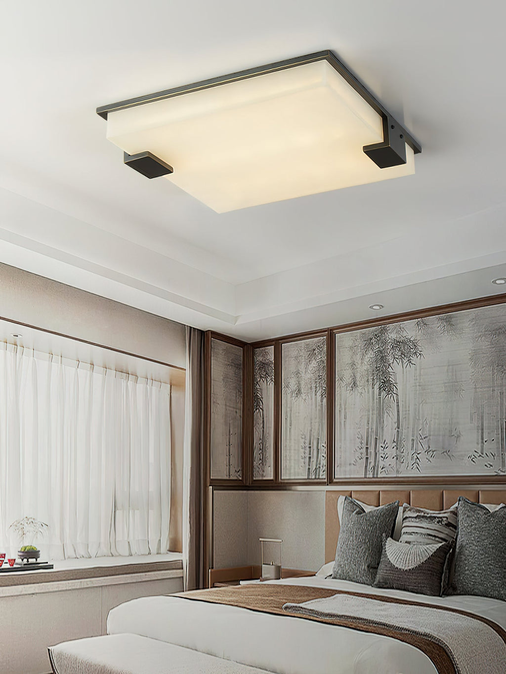 Plafonnier moderne Idun en Albâtre Noir et blanc