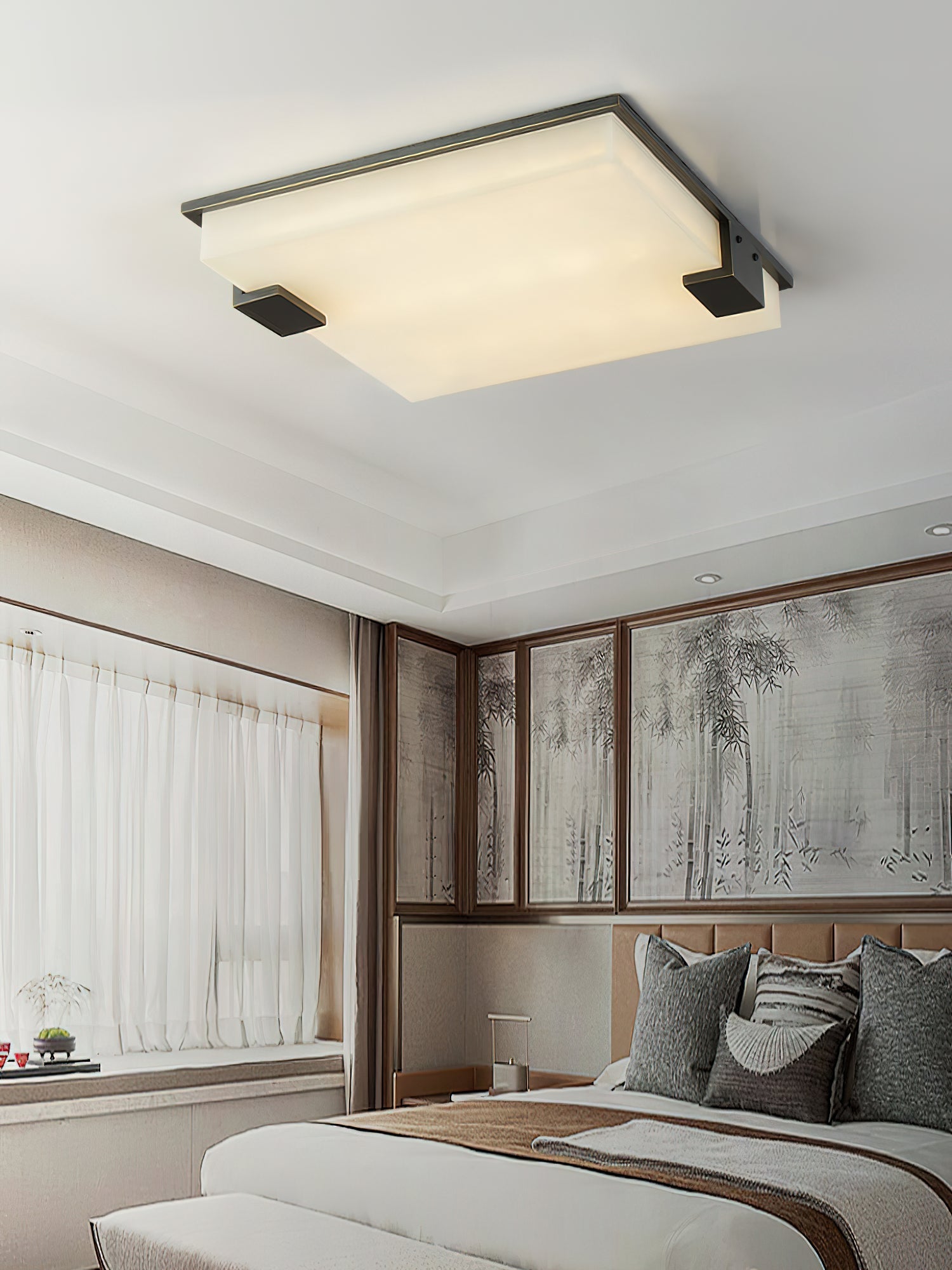 Plafonnier moderne Idun en Albâtre Noir et blanc