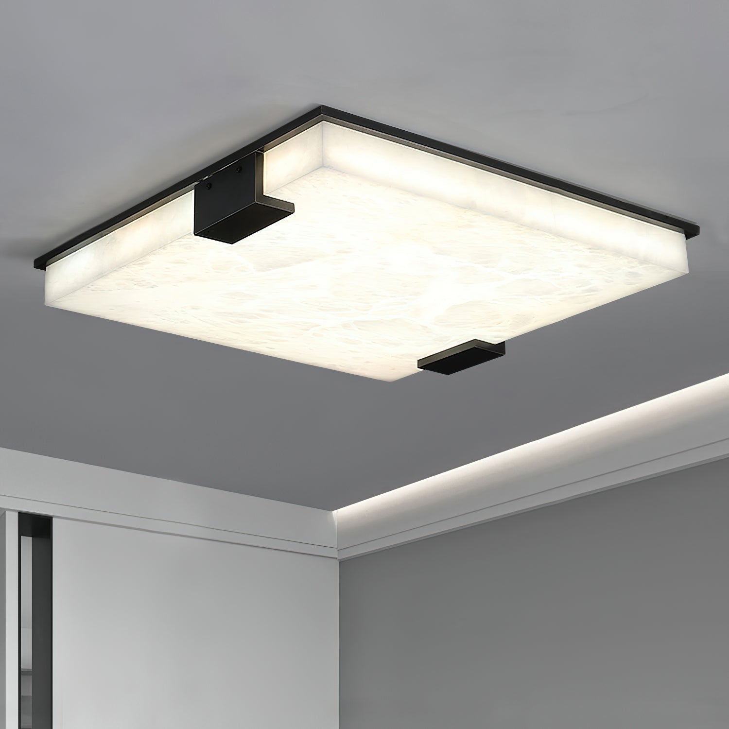 Plafonnier moderne Idun en Albâtre Noir et blanc