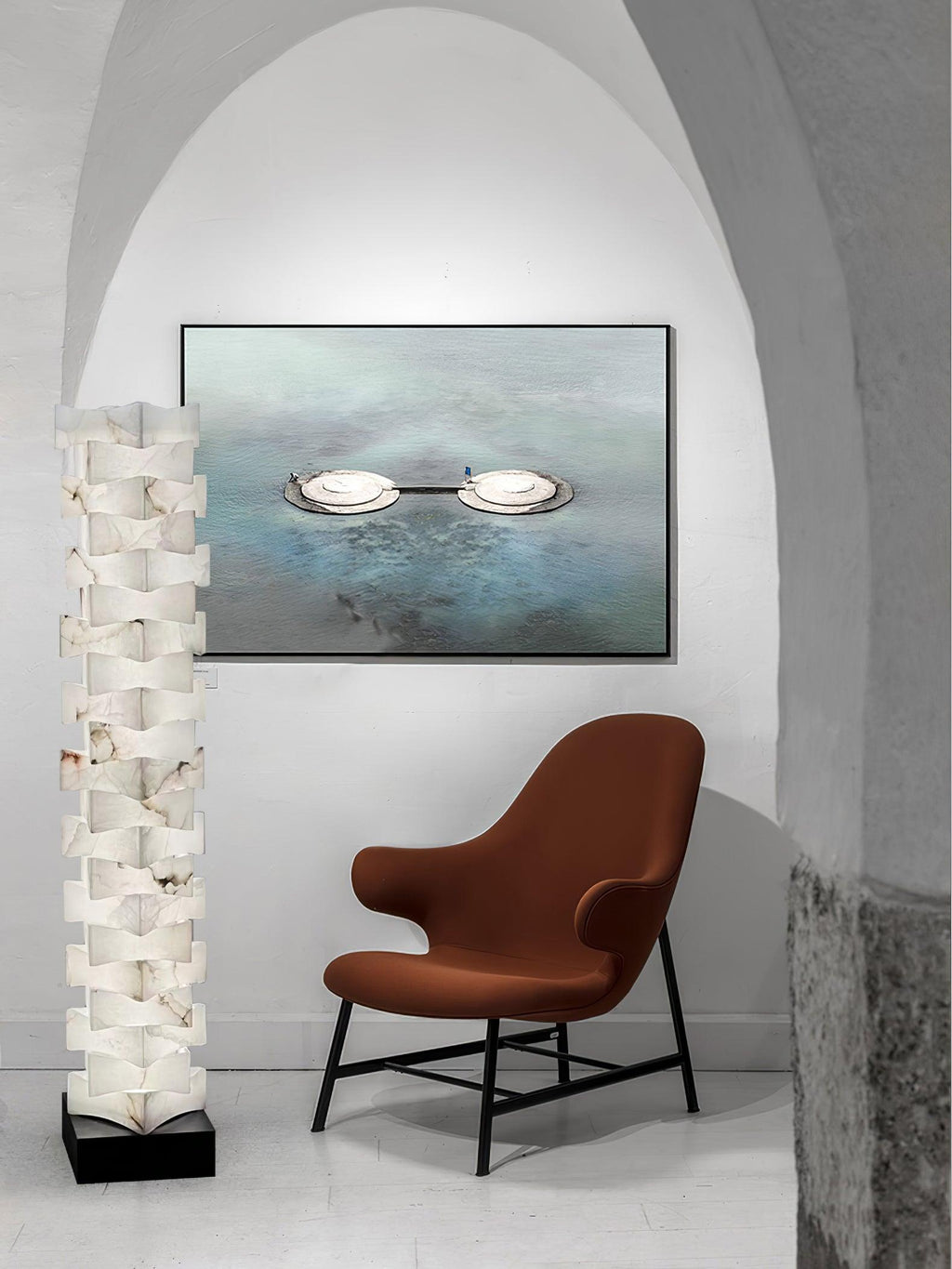 Lampadaire moderne Roland en Albâtre