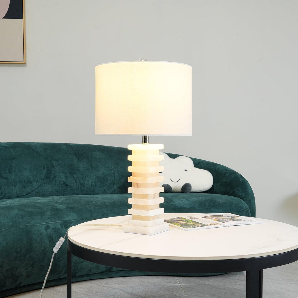 Lampe à poser moderne Roland en Albâtre Blanc