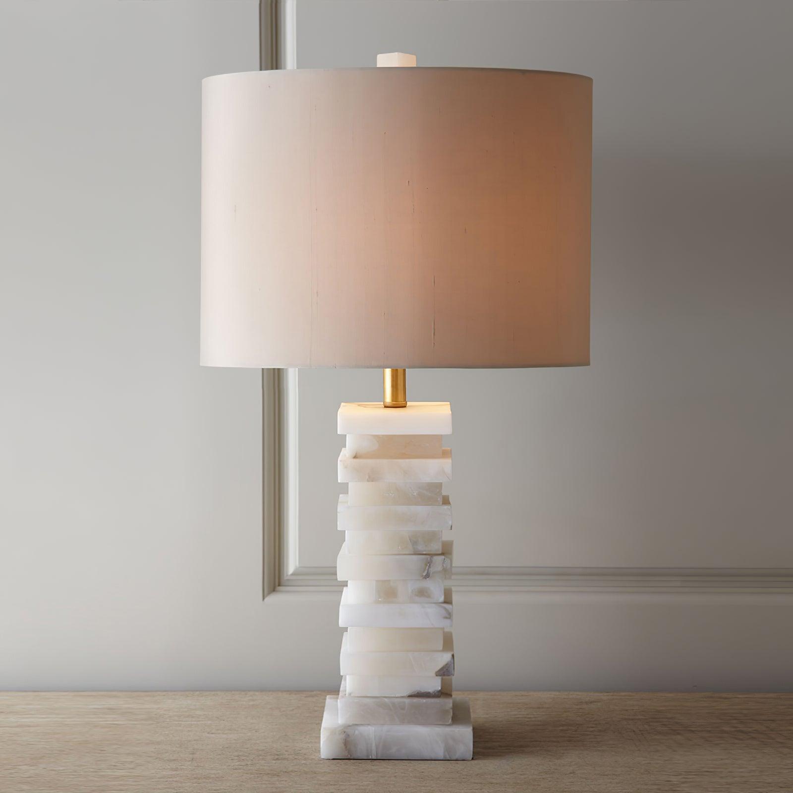 Lampe à poser moderne Roland en Albâtre Blanc