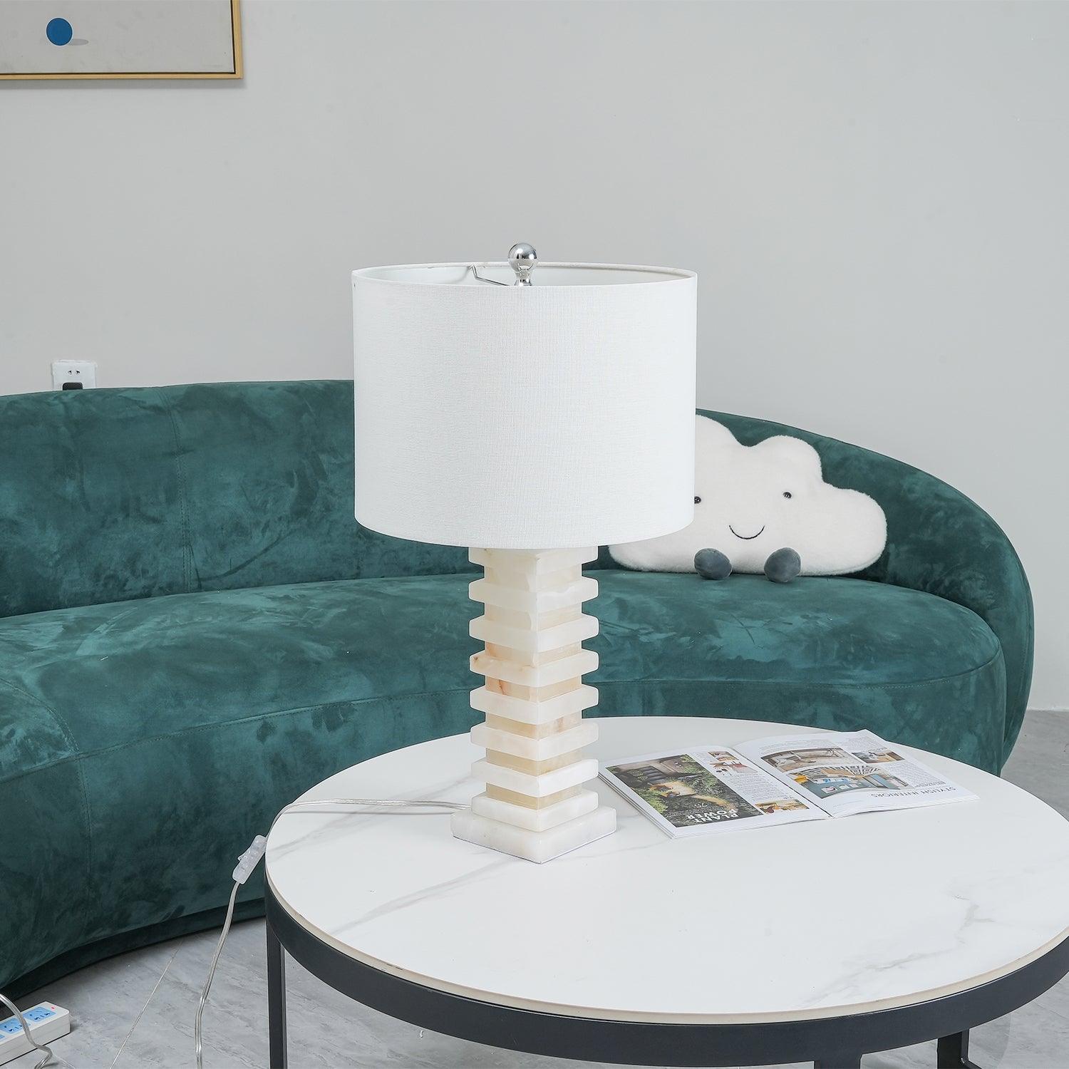 Lampe à poser moderne Roland en Albâtre Blanc