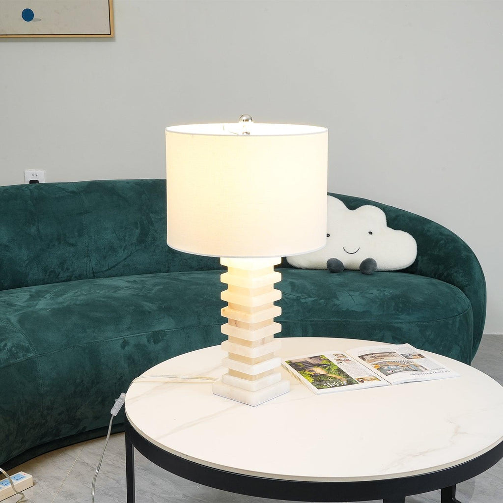 Lampe à poser moderne Roland en Albâtre Blanc