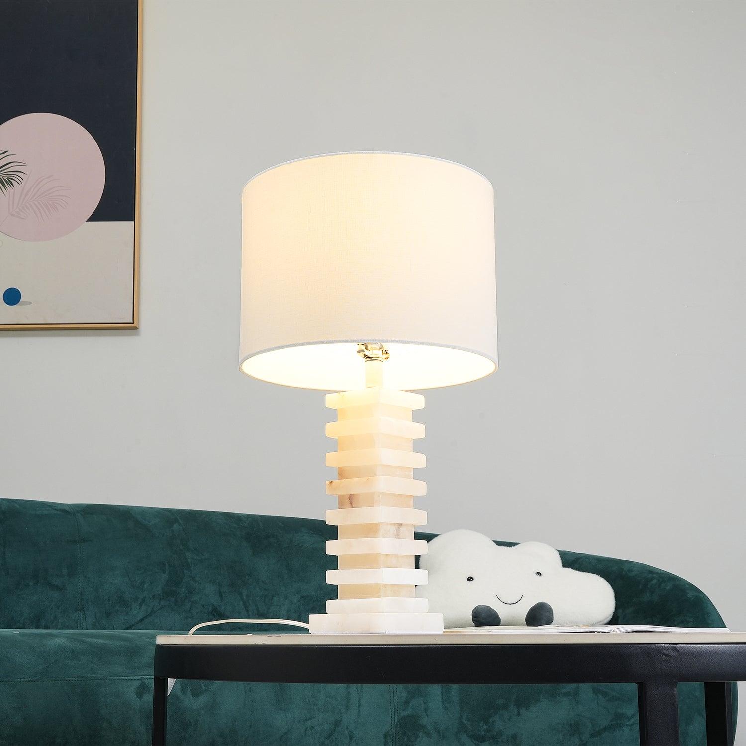 Lampe à poser moderne Roland en Albâtre Blanc