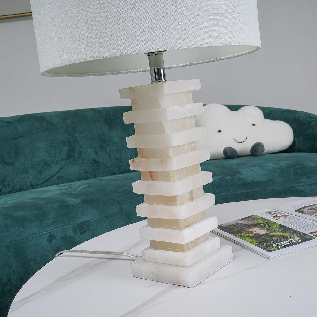 Lampe à poser moderne Roland en Albâtre Blanc
