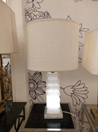 Lampe à poser moderne Roland en Albâtre Blanc