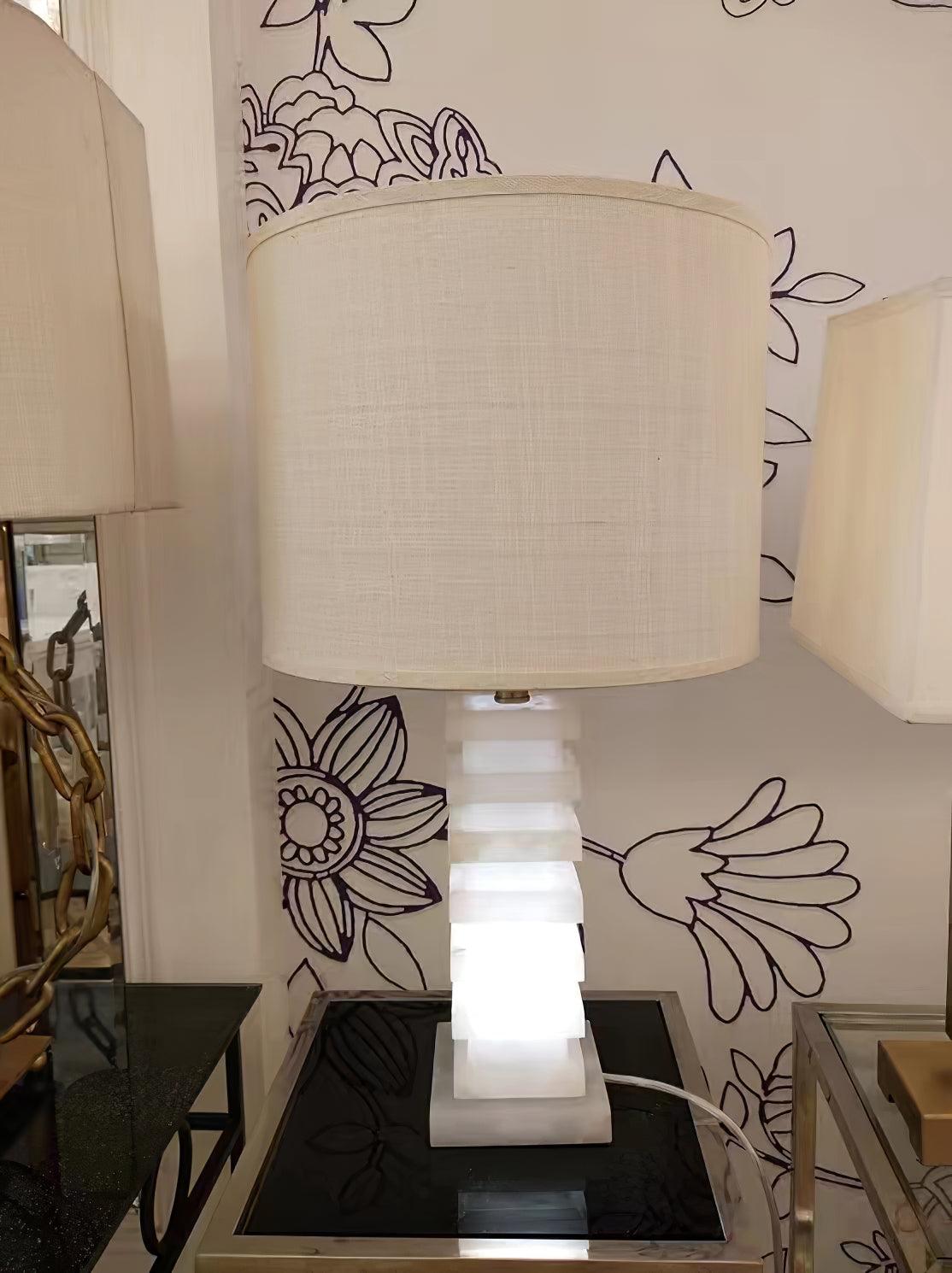 Lampe à poser moderne Roland en Albâtre Blanc